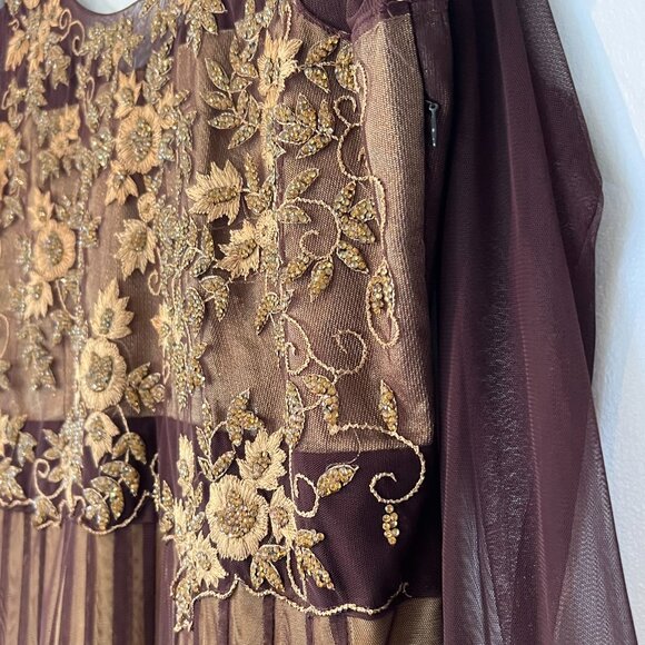 Indian Anarkali long dress black and beige gown Size XL - Picture 7 of 14